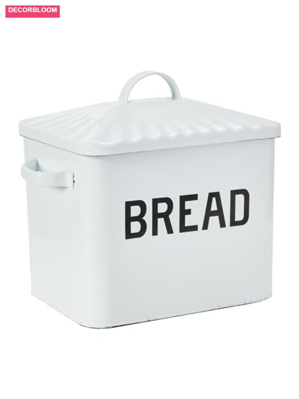 Enameled Metal Bread Box Hinged Lid Farmhouse Kitchen Storage